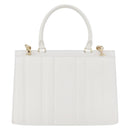 Salvatore Ferragamo Gancini Chain Bag Leather 2way White Gold Auth 171530M-3