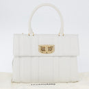 Salvatore Ferragamo Gancini Chain Bag Leather 2way White Gold Auth 171530M-30