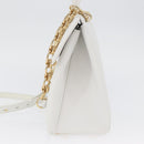 Salvatore Ferragamo Gancini Chain Bag Leather 2way White Gold Auth 171530M-4