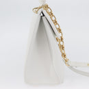 Salvatore Ferragamo Gancini Chain Bag Leather 2way White Gold Auth 171530M-5