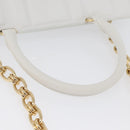 Salvatore Ferragamo Gancini Chain Bag Leather 2way White Gold Auth 171530M-7