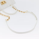 Salvatore Ferragamo Gancini Chain Bag Leather 2way White Gold Auth 171530M-9