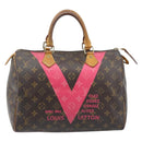 LOUIS VUITTON Monogram V Line Speedy 30 Hand Bag Pink LV Auth 171531A-13