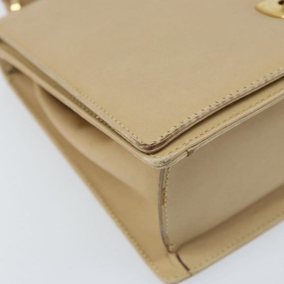 Salvatore Ferragamo Gancini Shoulder Bag Leather Beige Gold Auth 171532