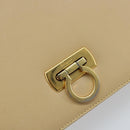 Salvatore Ferragamo Gancini Shoulder Bag Leather Beige Gold Auth 171532-17