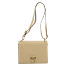 Salvatore Ferragamo Gancini Shoulder Bag Leather Beige Gold Auth 171532-13