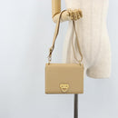 Salvatore Ferragamo Gancini Shoulder Bag Leather Beige Gold Auth 171532-22