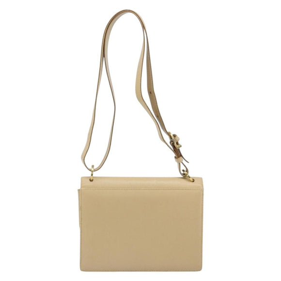 Salvatore Ferragamo Gancini Shoulder Bag Leather Beige Gold Auth 171532