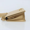 Salvatore Ferragamo Gancini Shoulder Bag Leather Beige Gold Auth 171532-4