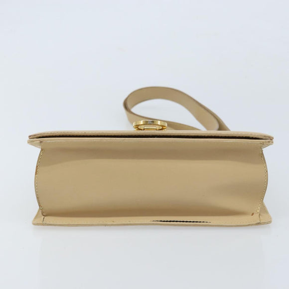 Salvatore Ferragamo Gancini Shoulder Bag Leather Beige Gold Auth 171532