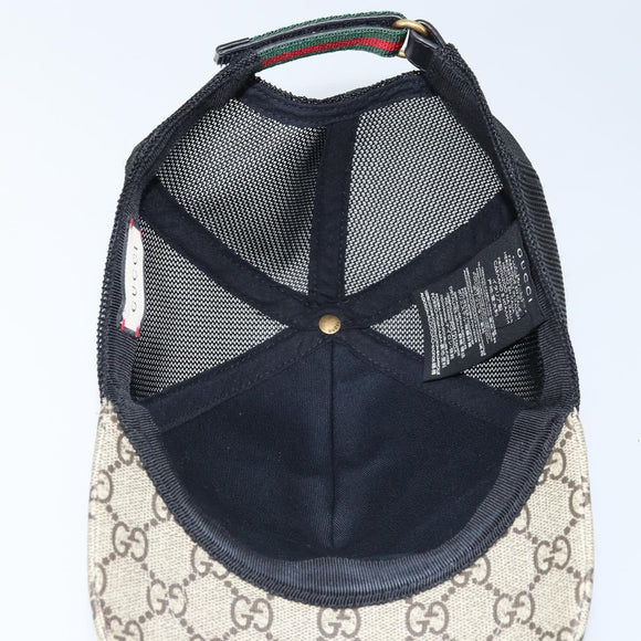 GUCCI GG Supreme Web Sherry Line Cap PVC L Beige Red Green 426887 Auth 171533