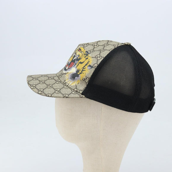 GUCCI GG Supreme Web Sherry Line Cap PVC L Beige Red Green 426887 Auth 171533