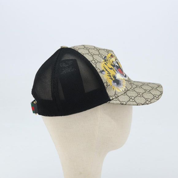 GUCCI GG Supreme Web Sherry Line Cap PVC L Beige Red Green 426887 Auth 171533