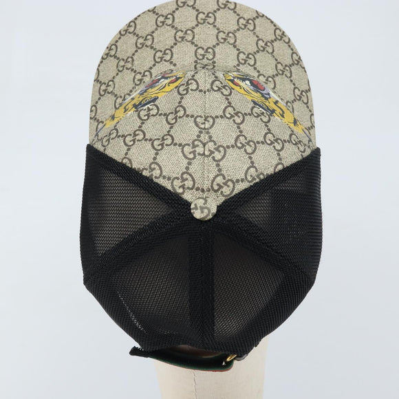 GUCCI GG Supreme Web Sherry Line Cap PVC L Beige Red Green 426887 Auth 171533