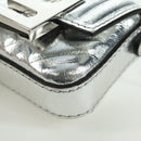 FENDI Zucca Canvas Chain Shoulder Pouch Nano Bucket Bag Silver Auth 171535M-17