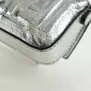 FENDI Zucca Canvas Chain Shoulder Pouch Nano Bucket Bag Silver Auth 171535M-19