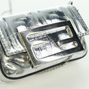 FENDI Zucca Canvas Chain Shoulder Pouch Nano Bucket Bag Silver Auth 171535M-20
