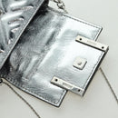 FENDI Zucca Canvas Chain Shoulder Pouch Nano Bucket Bag Silver Auth 171535M-21
