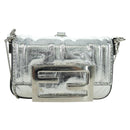 FENDI Zucca Canvas Chain Shoulder Pouch Nano Bucket Bag Silver Auth 171535M-13