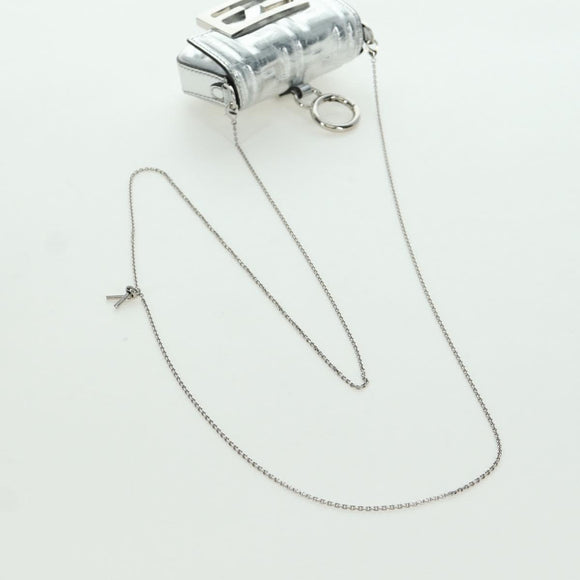 FENDI Zucca Canvas Chain Shoulder Pouch Nano Bucket Bag Silver Auth 171535M