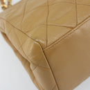 CHANEL Matelasse Chain Shoulder Bag Lamb Skin Beige Gold CC Auth 171543-16