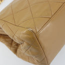 CHANEL Matelasse Chain Shoulder Bag Lamb Skin Beige Gold CC Auth 171543-18