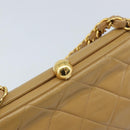 CHANEL Matelasse Chain Shoulder Bag Lamb Skin Beige Gold CC Auth 171543-19