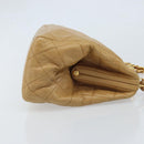 CHANEL Matelasse Chain Shoulder Bag Lamb Skin Beige Gold CC Auth 171543-3