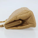 CHANEL Matelasse Chain Shoulder Bag Lamb Skin Beige Gold CC Auth 171543-4