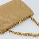 CHANEL Matelasse Chain Shoulder Bag Lamb Skin Beige Gold CC Auth 171543-6