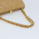 CHANEL Matelasse Chain Shoulder Bag Lamb Skin Beige Gold CC Auth 171543-7
