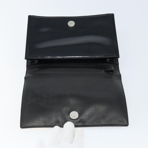 CHANEL Mademoiselle Clutch Bag Patent leather Silver Multicolor CC Auth 171544V