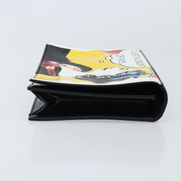 CHANEL Mademoiselle Clutch Bag Patent leather Silver Multicolor CC Auth 171544V