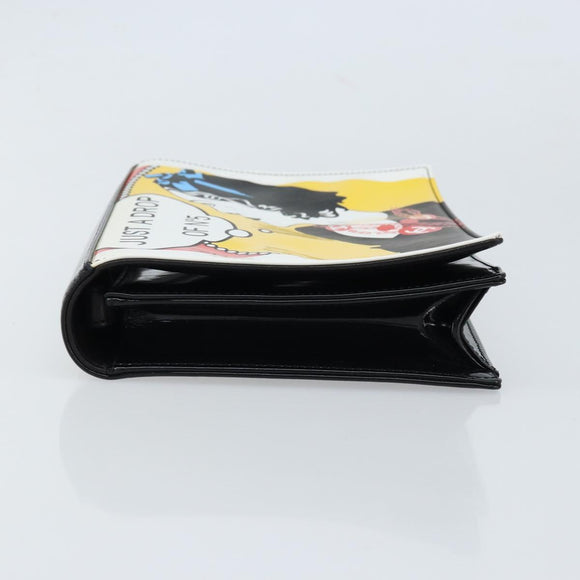 CHANEL Mademoiselle Clutch Bag Patent leather Silver Multicolor CC Auth 171544V