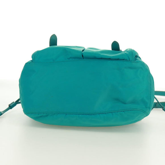 PRADA Shoulder Bag Nylon Turquoise Blue Gold Auth 171551A
