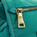 PRADA Shoulder Bag Nylon Turquoise Blue Gold Auth 171551A-21