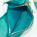 PRADA Shoulder Bag Nylon Turquoise Blue Gold Auth 171551A-25