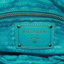 PRADA Shoulder Bag Nylon Turquoise Blue Gold Auth 171551A-26