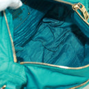 PRADA Shoulder Bag Nylon Turquoise Blue Gold Auth 171551A-10