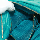 PRADA Shoulder Bag Nylon Turquoise Blue Gold Auth 171551A-30