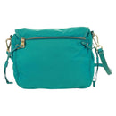 PRADA Shoulder Bag Nylon Turquoise Blue Gold Auth 171551A-2