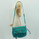 PRADA Shoulder Bag Nylon Turquoise Blue Gold Auth 171551A-31