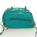 PRADA Shoulder Bag Nylon Turquoise Blue Gold Auth 171551A-14