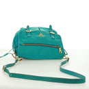 PRADA Shoulder Bag Nylon Turquoise Blue Gold Auth 171551A-7