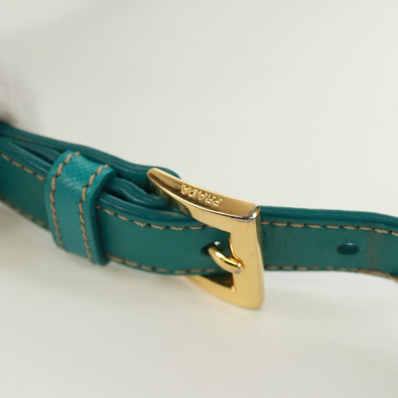 PRADA Shoulder Bag Nylon Turquoise Blue Gold Auth 171551A