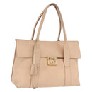Salvatore Ferragamo Gancini Shoulder Bag Leather Pink Gold Auth 171552-1