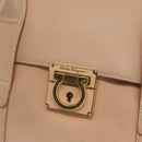 Salvatore Ferragamo Gancini Shoulder Bag Leather Pink Gold Auth 171552-14