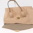 Salvatore Ferragamo Gancini Shoulder Bag Leather Pink Gold Auth 171552-17