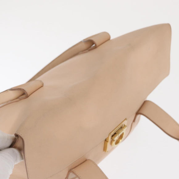 Salvatore Ferragamo Gancini Shoulder Bag Leather Pink Gold Auth 171552