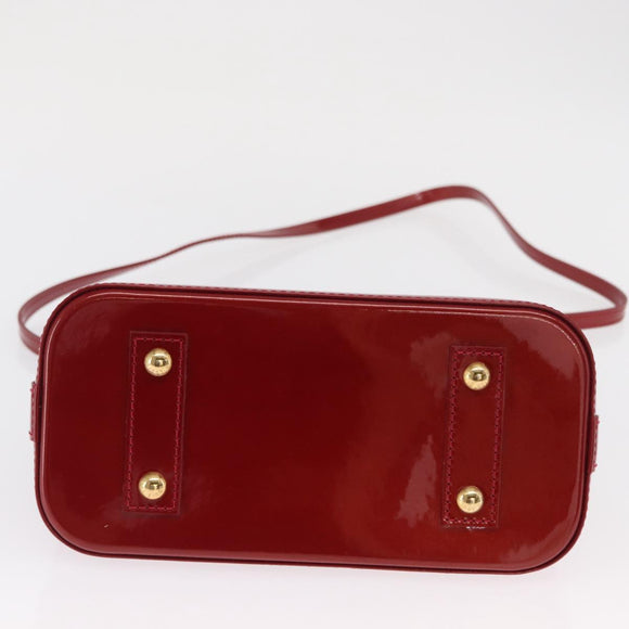 LOUIS VUITTON Vernis Rayure Alma BB Bag 2way Pomme D'amour M91593 LV Auth 171554A